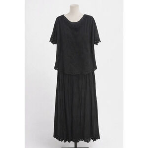 Fashion Bug Black Eyelet Lace Skirt Set – Top & Maxi Skirt Sz 18/20